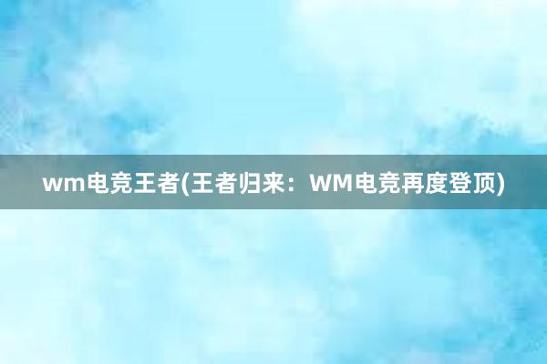 wm电竞王者(王者归来：WM电竞再度登顶)