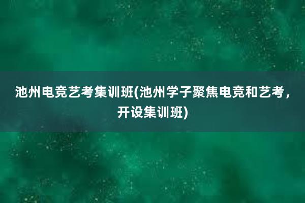 池州电竞艺考集训班(池州学子聚焦电竞和艺考，开设集训班)