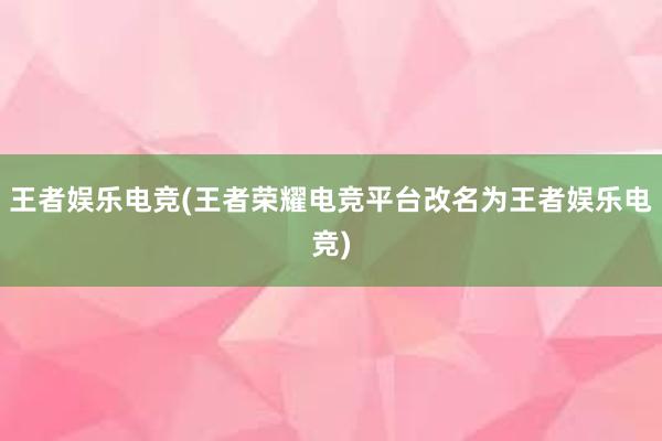 王者娱乐电竞(王者荣耀电竞平台改名为王者娱乐电竞)