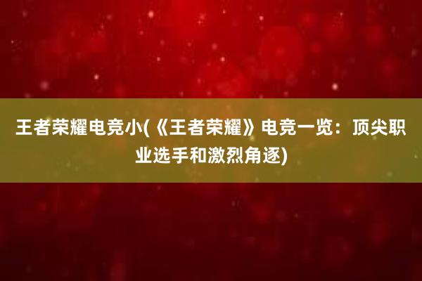 王者荣耀电竞小(《王者荣耀》电竞一览：顶尖职业选手和激烈角逐)