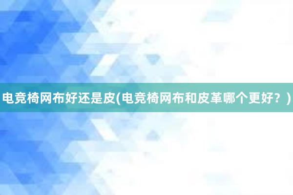 电竞椅网布好还是皮(电竞椅网布和皮革哪个更好？)