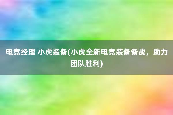 电竞经理 小虎装备(小虎全新电竞装备备战，助力团队胜利)