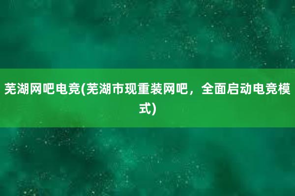 芜湖网吧电竞(芜湖市现重装网吧，全面启动电竞模式)