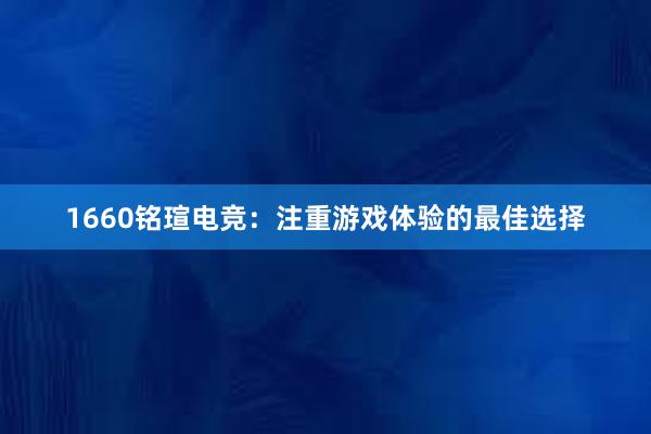 1660铭瑄电竞：注重游戏体验的最佳选择