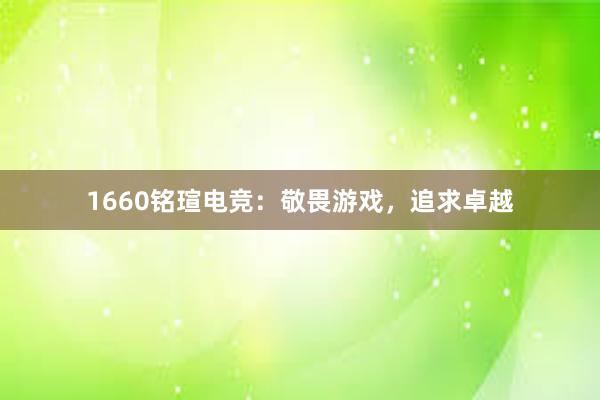 1660铭瑄电竞：敬畏游戏，追求卓越