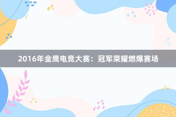 2016年金鹰电竞大赛：冠军荣耀燃爆赛场