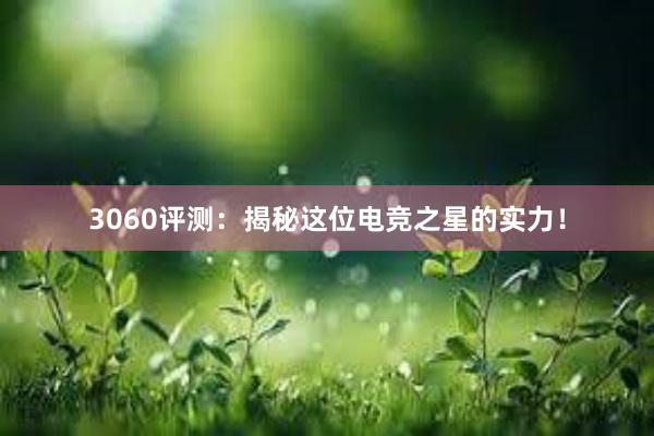 3060评测：揭秘这位电竞之星的实力！