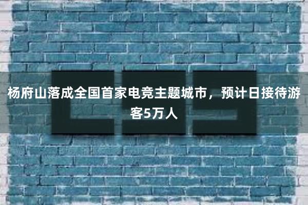 杨府山落成全国首家电竞主题城市，预计日接待游客5万人