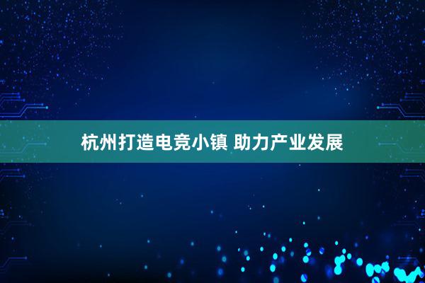 杭州打造电竞小镇 助力产业发展