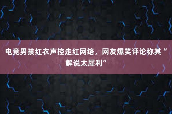 电竞男孩红衣声控走红网络，网友爆笑评论称其“解说太犀利”