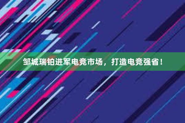 邹城瑞铂进军电竞市场，打造电竞强省！