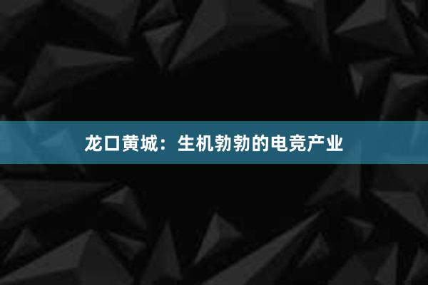 龙口黄城：生机勃勃的电竞产业